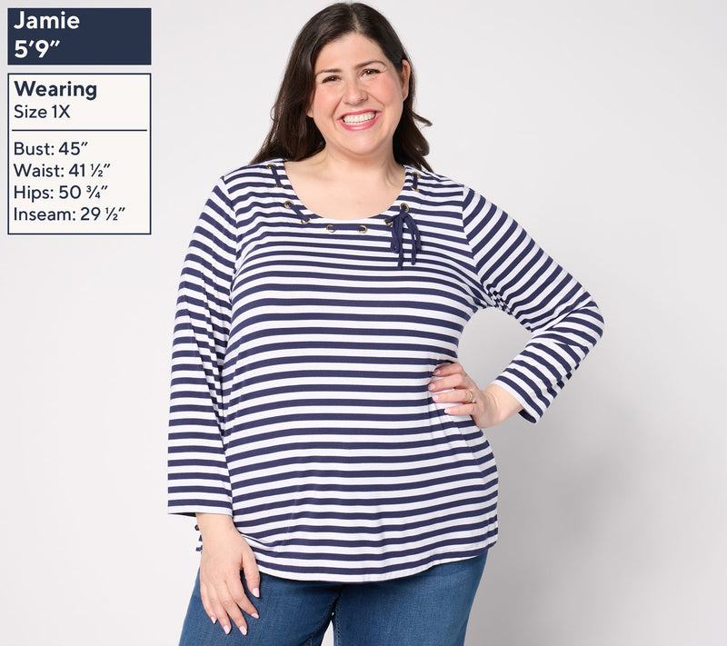 Belle by Kim Gravel Seas the Day Sailor Striped Bow Tied Top — View 2