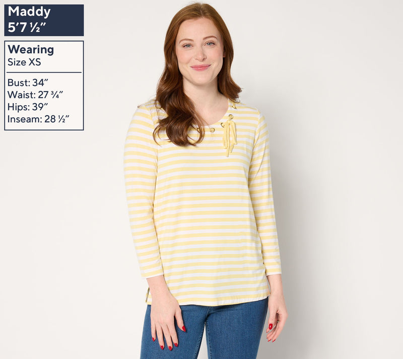 Belle by Kim Gravel Seas the Day Sailor Striped Bow Tied Top — View 3