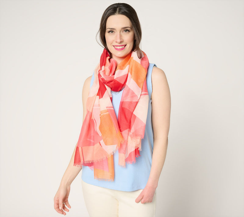 Complliments Long Printed Fashion Scarf With Fringe Detail — View 8