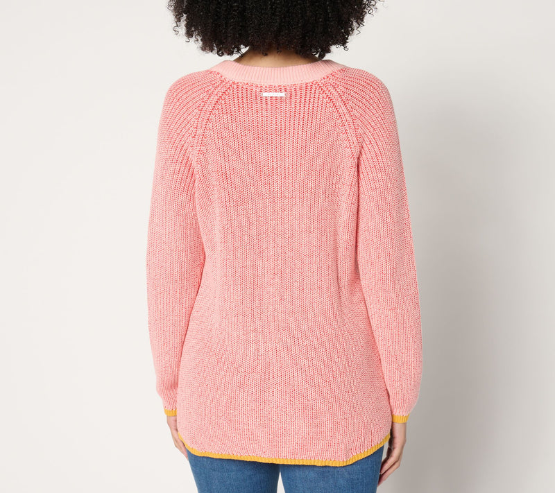 Peace Love World Two Color 100% Cotton Long Sleeve Sweater — View 10