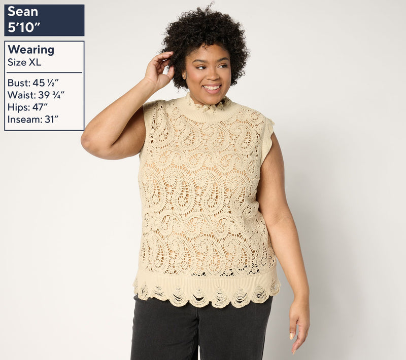 Peace Love World Novelty Paisley Sleeveless Sweater — View 4