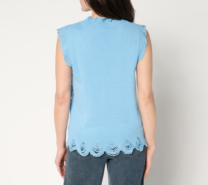 Peace Love World Novelty Paisley Sleeveless Sweater — View 5