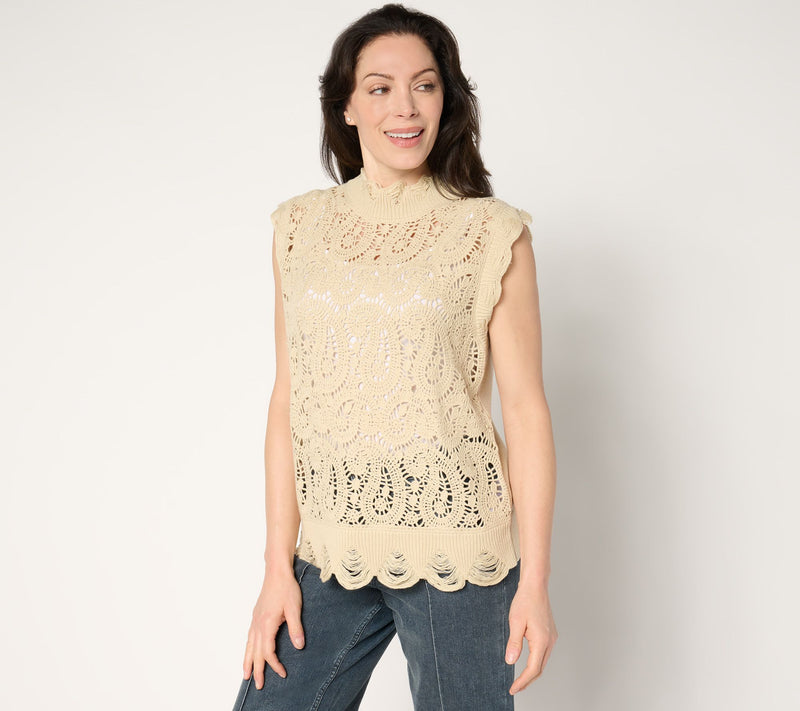 Peace Love World Novelty Paisley Sleeveless Sweater — View 11