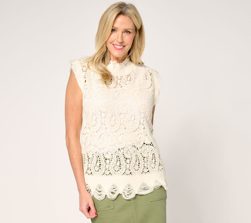 Peace Love World Novelty Paisley Sleeveless Sweater — View 3