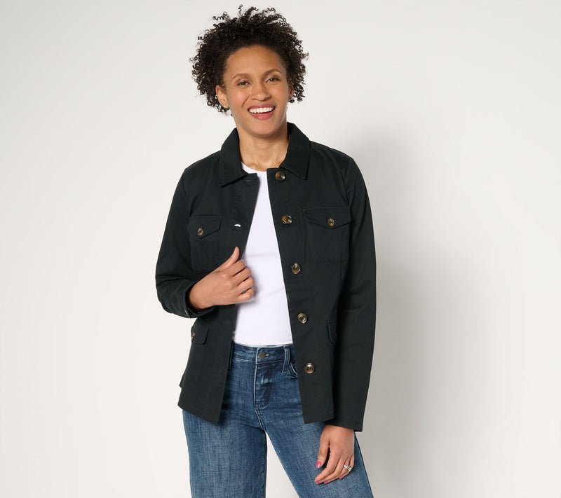 Joan Rivers Signature Twill Safari Jacket — View 10