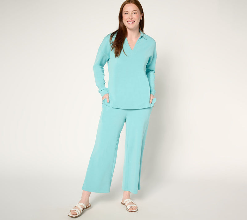 Belle by Kim Gravel ScubaLuxe Polo V Neck Pullover Top — View 5