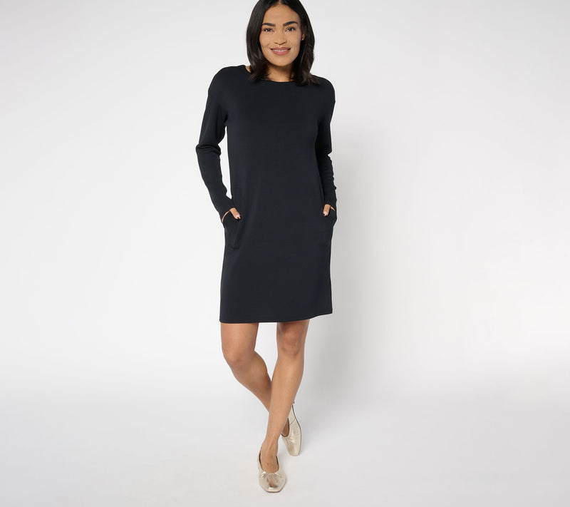 Belle by Kim Gravel Petite ScubaLuxe Dress with Pockets — View 3