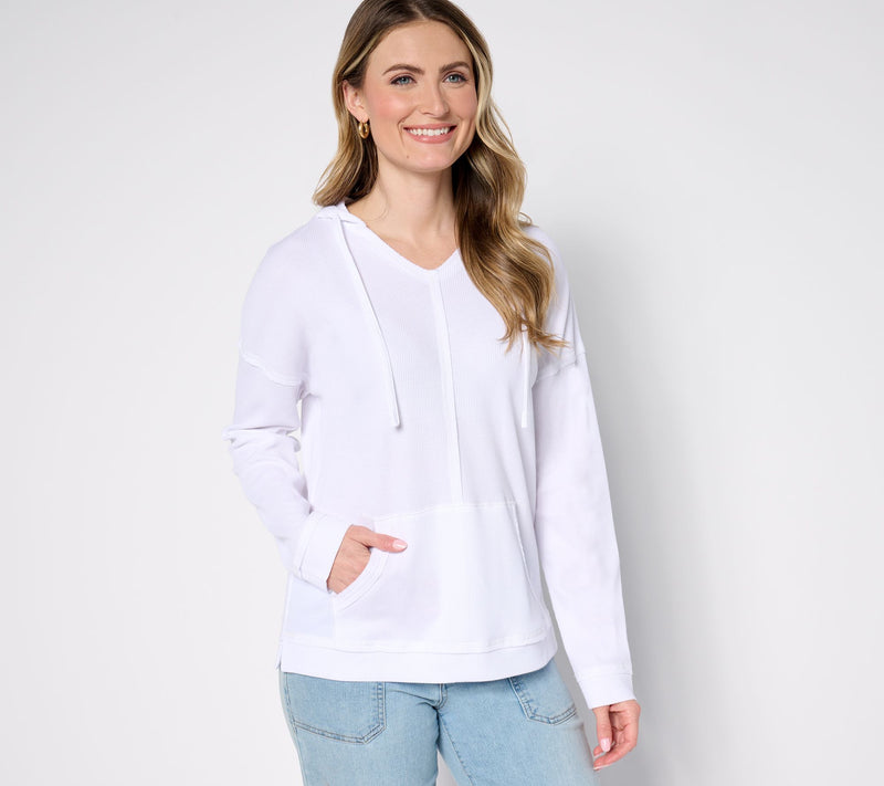 Belle Body by Kim Gravel Stretch Baby Waffle Raw Edge Hoodie — View 13