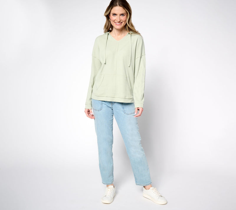 Belle Body by Kim Gravel Stretch Baby Waffle Raw Edge Hoodie — View 6