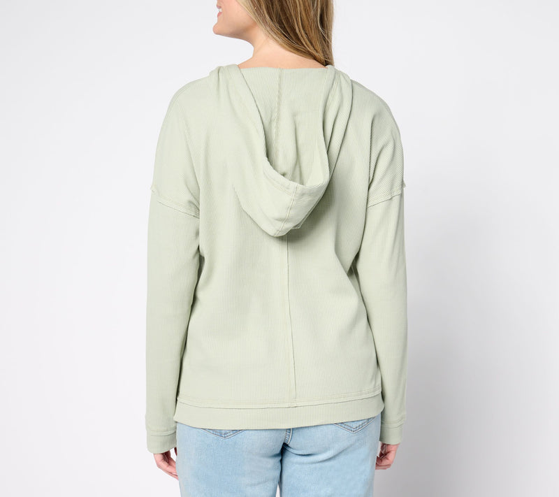 Belle Body by Kim Gravel Stretch Baby Waffle Raw Edge Hoodie — View 5