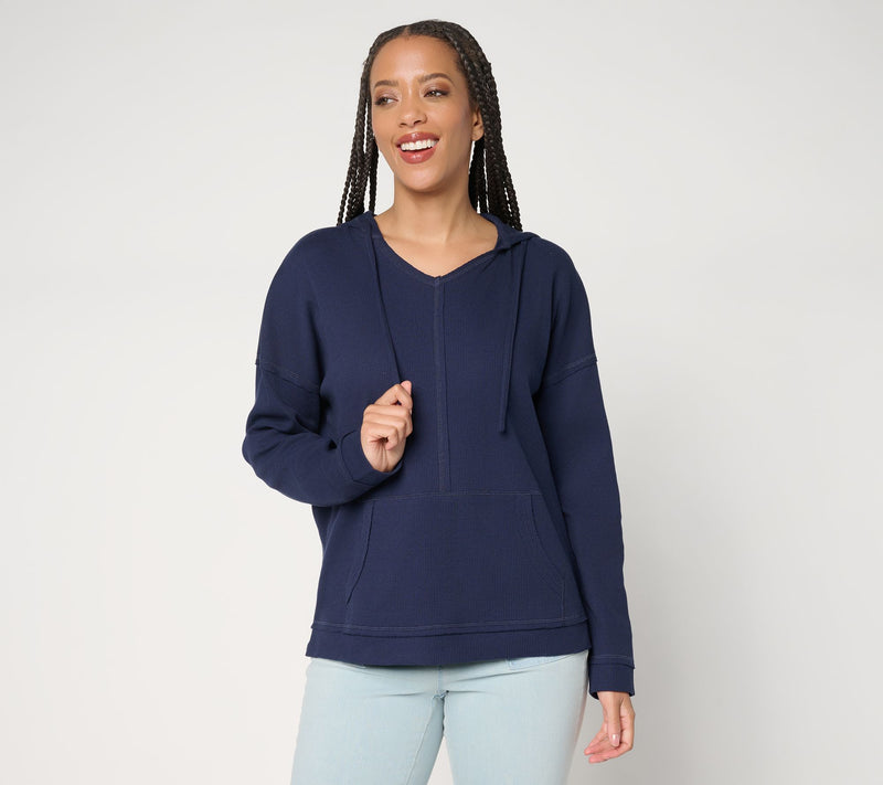 Belle Body by Kim Gravel Stretch Baby Waffle Raw Edge Hoodie — View 15