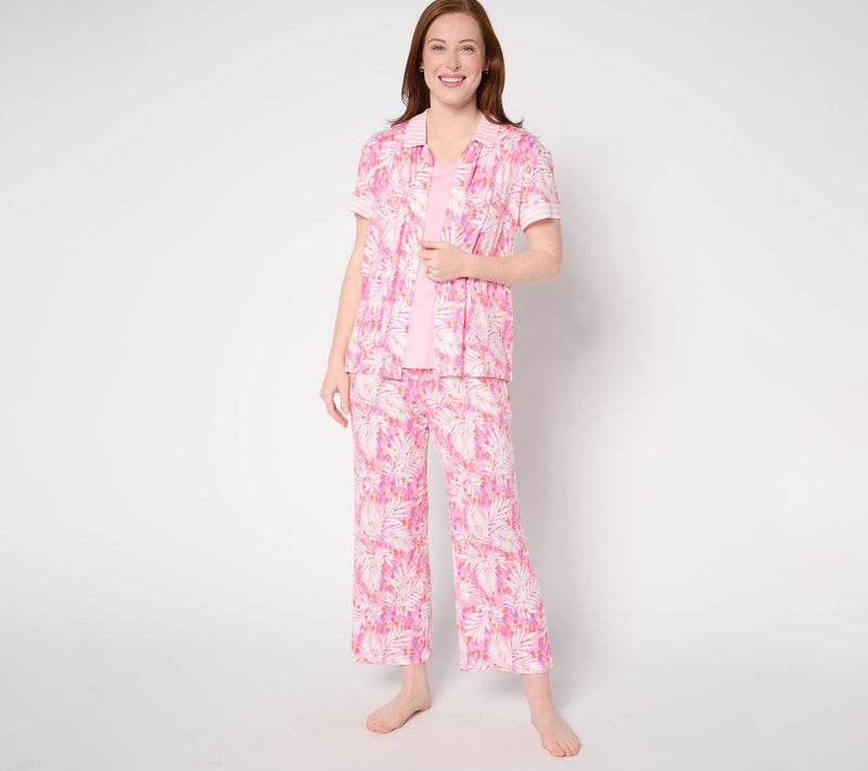 MUK LUKS Reg Cloud Knit Collared Top, Tank and Crop Pajama Set — View 5