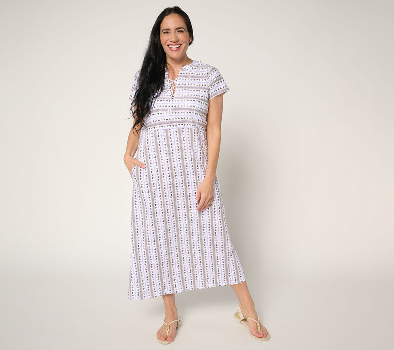 Stan Herman 100% Cotton Printed Maxi Dress — View 3