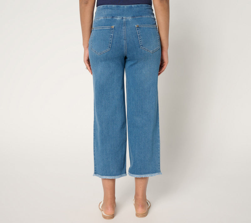 Belle by Kim Gravel Regular TripleLuxe Denim Wide Leg Crop w/ Fray — View 8