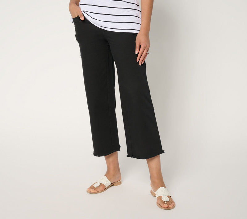 Belle by Kim Gravel Regular TripleLuxe Twill Wide Leg Crop w/ Fray — View 7