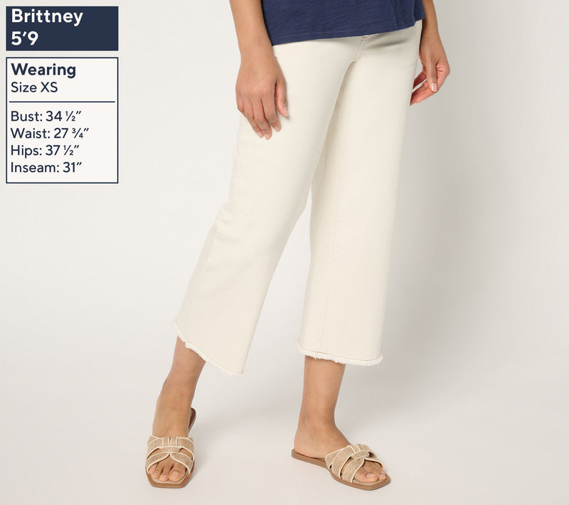 Belle by Kim Gravel Petite TripleLuxe Twill Wide Leg Crop w/ Fray — View 9