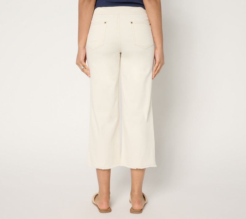Belle by Kim Gravel Petite TripleLuxe Twill Wide Leg Crop w/ Fray — View 10