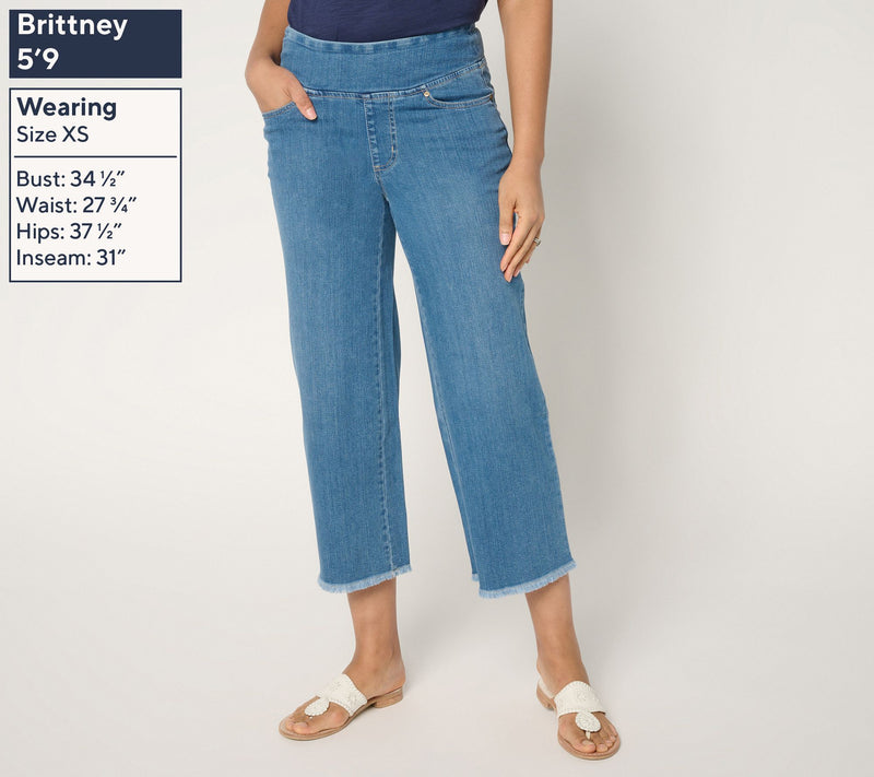 Belle by Kim Gravel Tall TripleLuxe Denim Wide Leg Crop w/ Fray — View 7