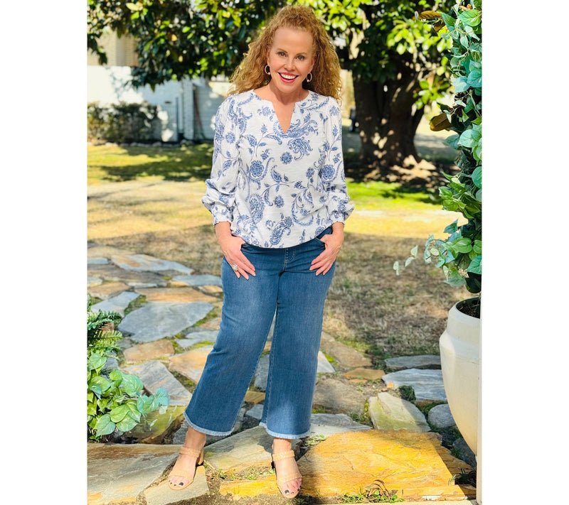 Belle by Kim Gravel Tall TripleLuxe Denim Wide Leg Crop w/ Fray — View 11