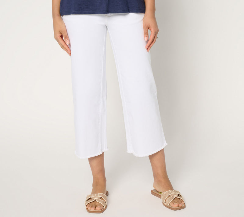 Belle by Kim Gravel Tall TripleLuxe Twill Wide Leg Crop w/ Fray — View 7
