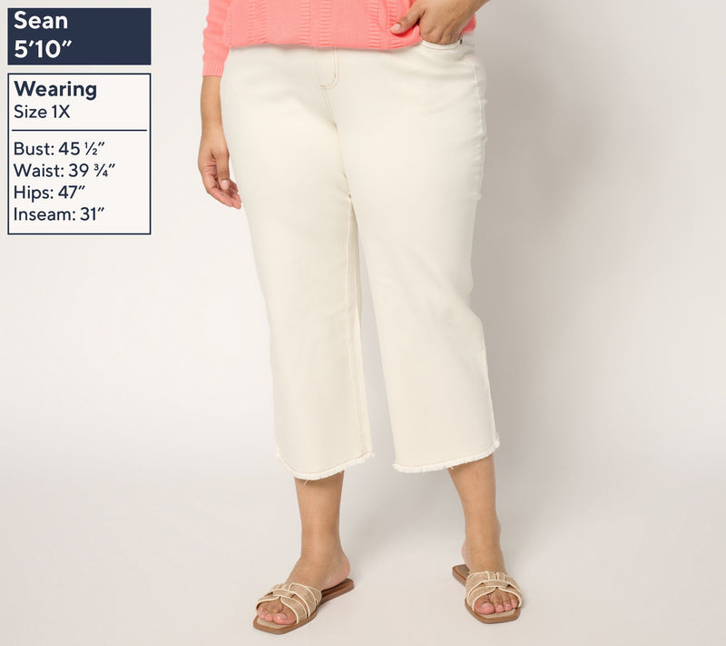 Belle by Kim Gravel Tall TripleLuxe Twill Wide Leg Crop w/ Fray — View 8