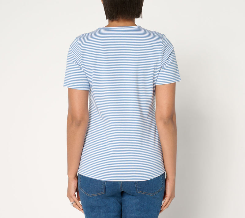 Denim & Co. Essentials Perfect Jersey Yarn Dye Striped Top — View 16