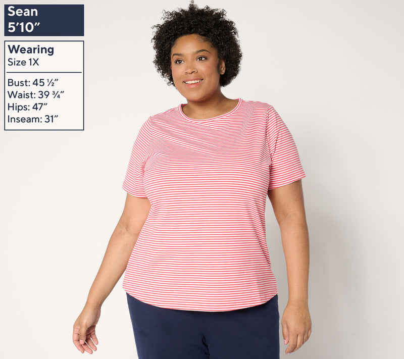 Denim & Co. Essentials Perfect Jersey Yarn Dye Striped Top — View 14