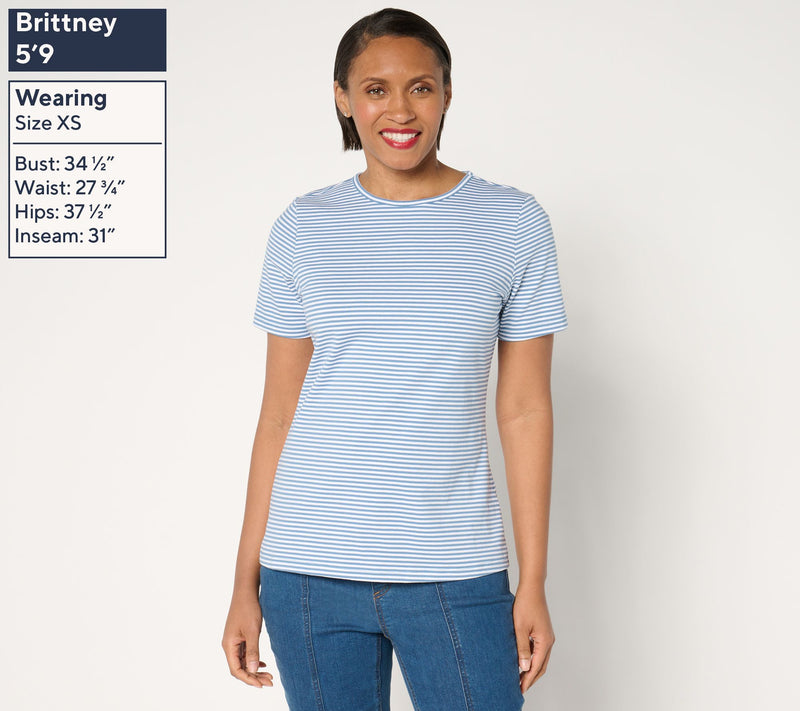Denim & Co. Essentials Perfect Jersey Yarn Dye Striped Top — View 15