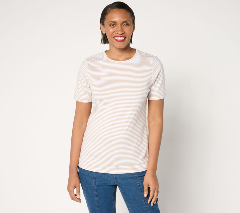 Denim & Co. Essentials Perfect Jersey Yarn Dye Striped Top — View 5