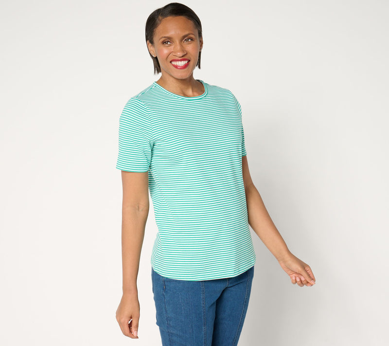 Denim & Co. Essentials Perfect Jersey Yarn Dye Striped Top — View 7