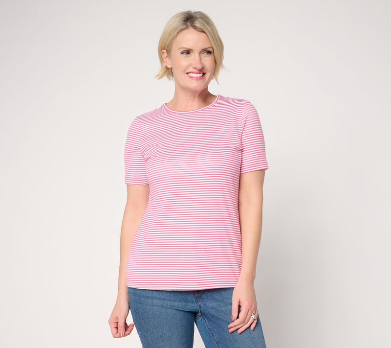Denim & Co. Essentials Perfect Jersey Yarn Dye Striped Top — View 20