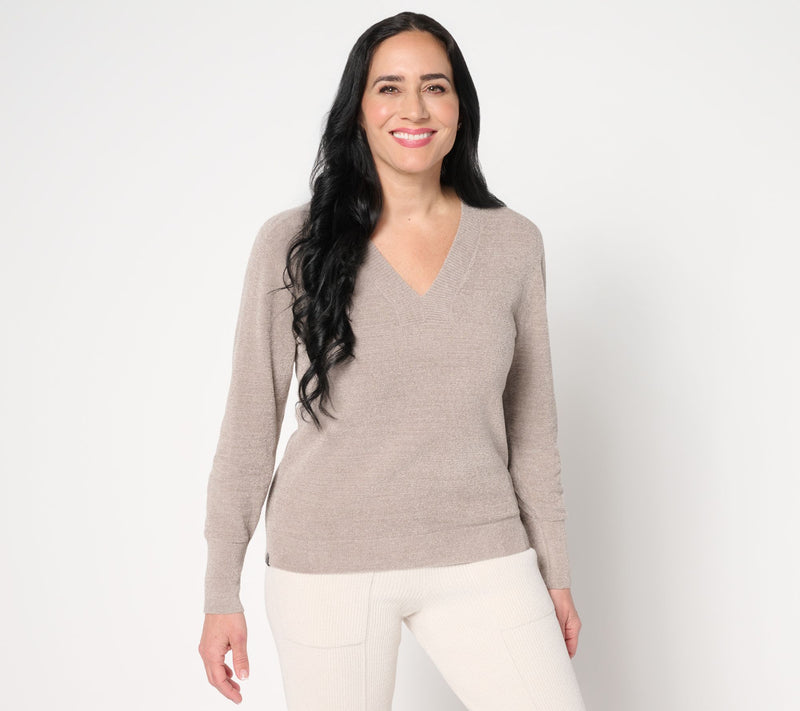 Barefoot Dreams CozyChic Ultra Lite V-Neck Pullover — View 3