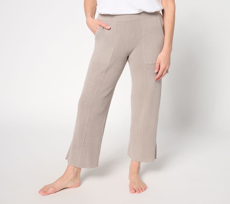 Barefoot Dreams Petite CozyChic Ultra Lite Ribbed Pintuck Crop Pant — View 3