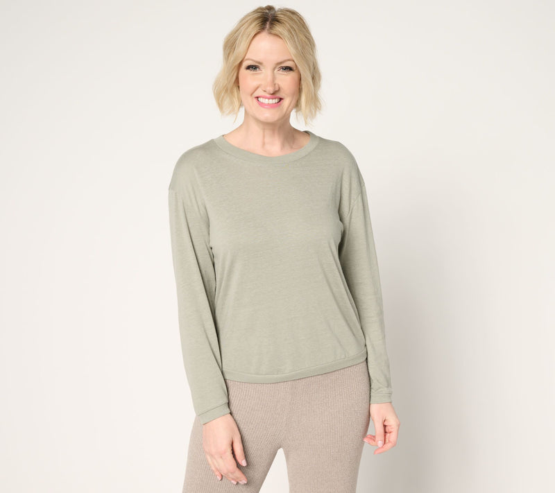 Barefoot Dreams Slub Burnout Long Sleeve Tee — View 5