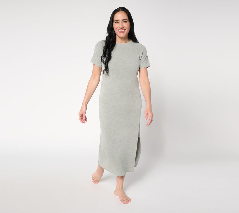 Barefoot Dreams Petite CCUL Short Sleeve Pointelle Dress — View 3