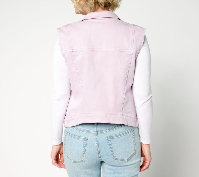 AnyBody Washed Colored Denim Vest with Pitched Back — View 7
