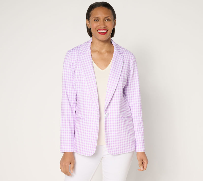 Tailored by Susan Graver Regular Printed Ponte Blazer — View 3