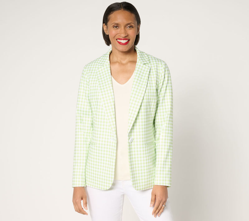 Tailored by Susan Graver Regular Printed Ponte Blazer — View 7