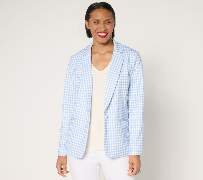 Tailored by Susan Graver Regular Printed Ponte Blazer — View 5