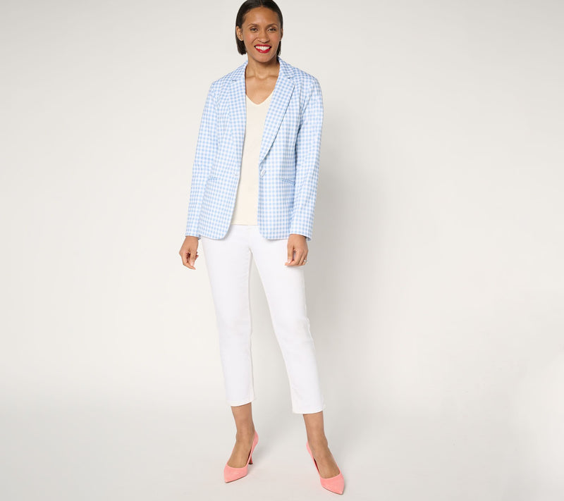 Tailored by Susan Graver Petite Printed Ponte Blazer — View 13