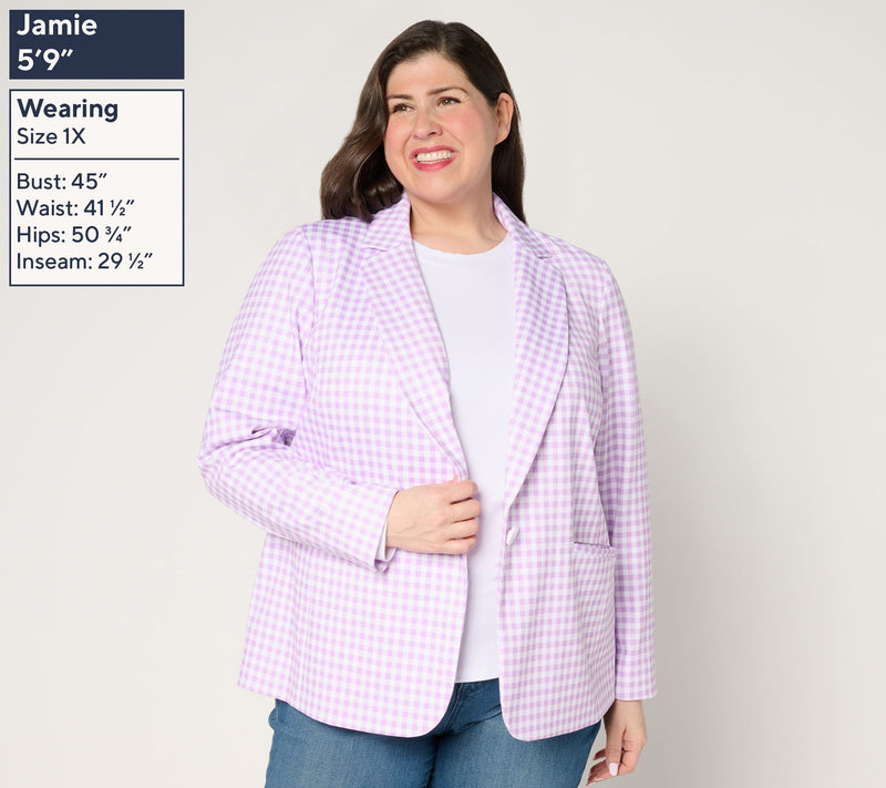 Tailored by Susan Graver Petite Printed Ponte Blazer — View 10