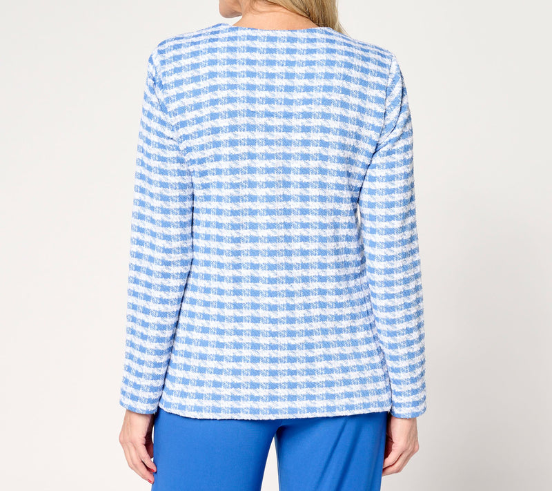 GRAVER Susan Graver Knit Boucle Jewel Neck Button Front Jacket — View 12