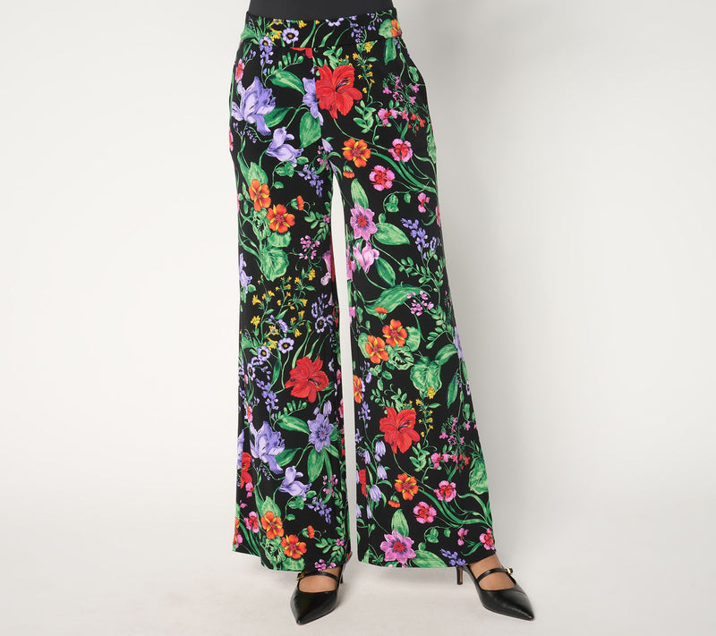 Susan Graver Regular Printed Liquid Knit Wide Leg Pants — Main view