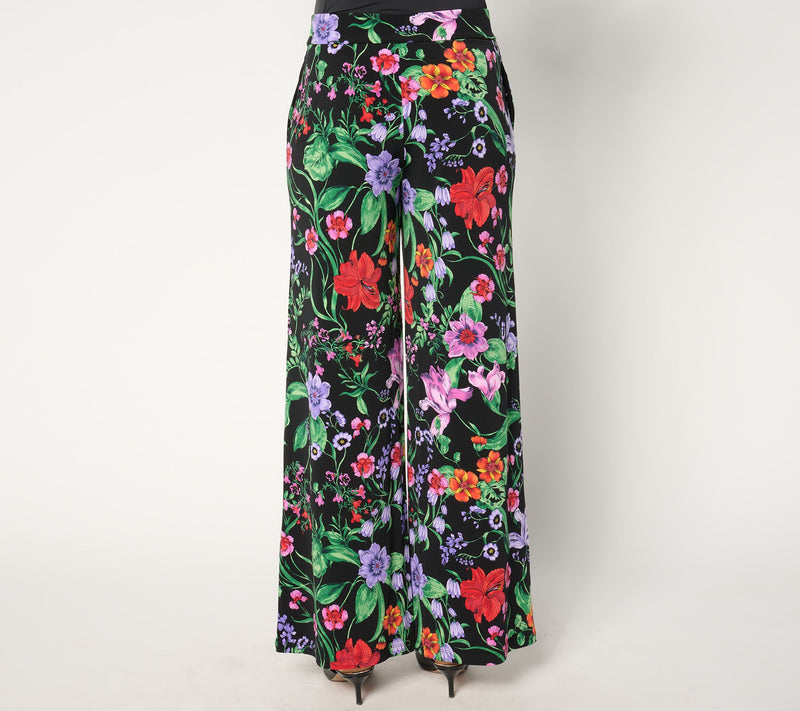 Susan Graver Petite Printed Liquid Knit Wide Leg Pants — View 12