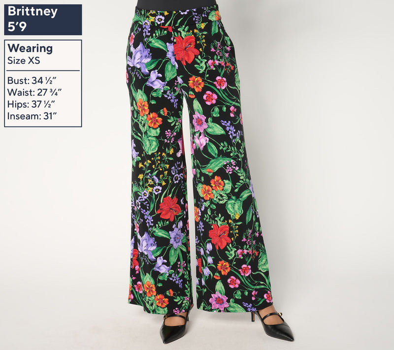 Susan Graver Petite Printed Liquid Knit Wide Leg Pants — View 11