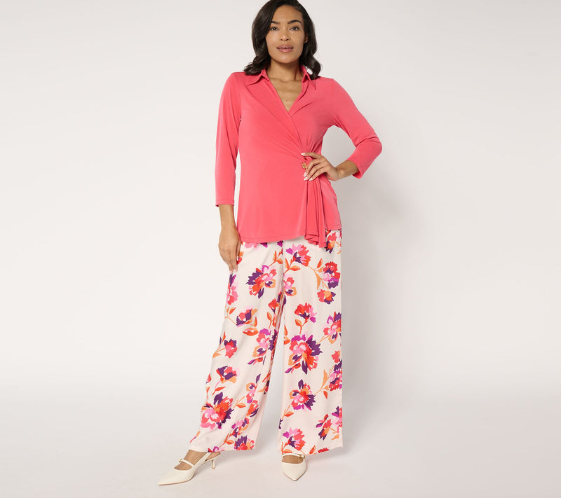 Susan Graver Printed Satin Twill Regular Wide Leg Pull On Pants — View 11