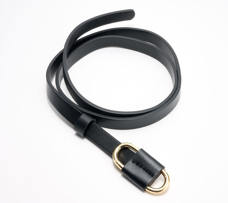Susan Graver Faux Leather Belt with Pull-through Buckle — View 7