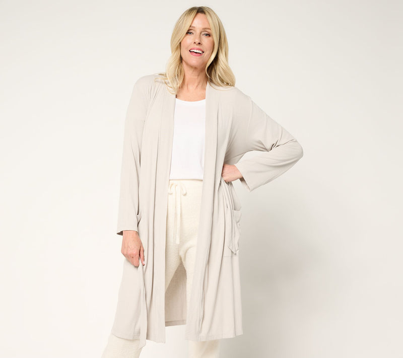 Barefoot Dreams Malibu Collection Ultra Soft Rib Piped Robe — View 7