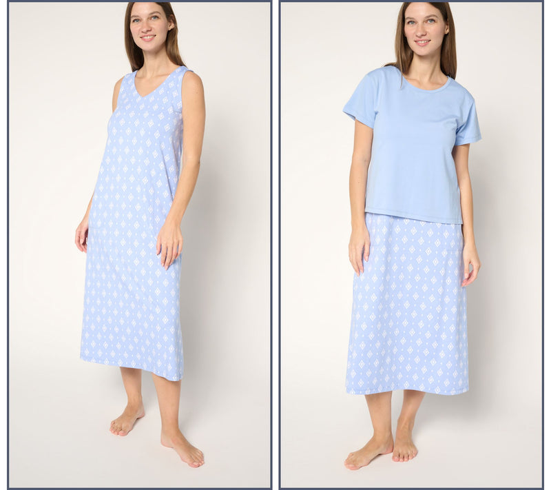 Cuddl Duds Cottonwear+ 2-Piece Tee Shirt & Tank Dress — View 3