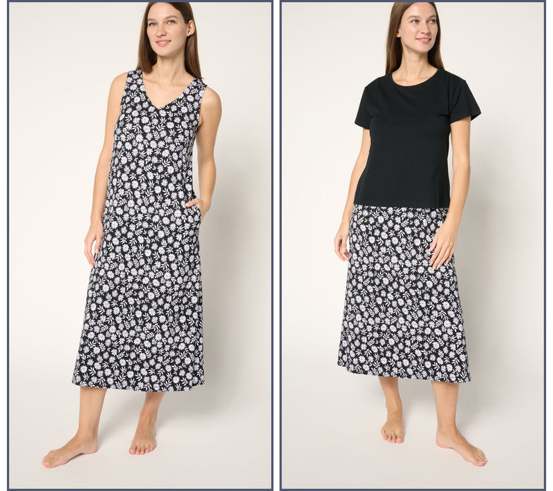 Cuddl Duds Cottonwear+ 2-Piece Tee Shirt & Tank Dress — View 2